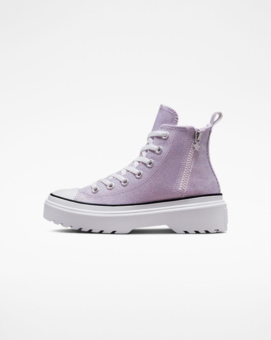 Pantofi Platforma Fete Converse Chuck Taylor All Star Lugged Lift Glitter Inalti Violet Albi Negrii | RO F13UDV035